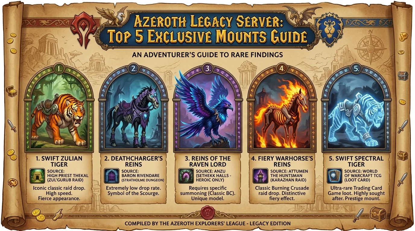 As 5 montarias mais disputadas nos leilões do Azeroth Legacy (e como se preparar)