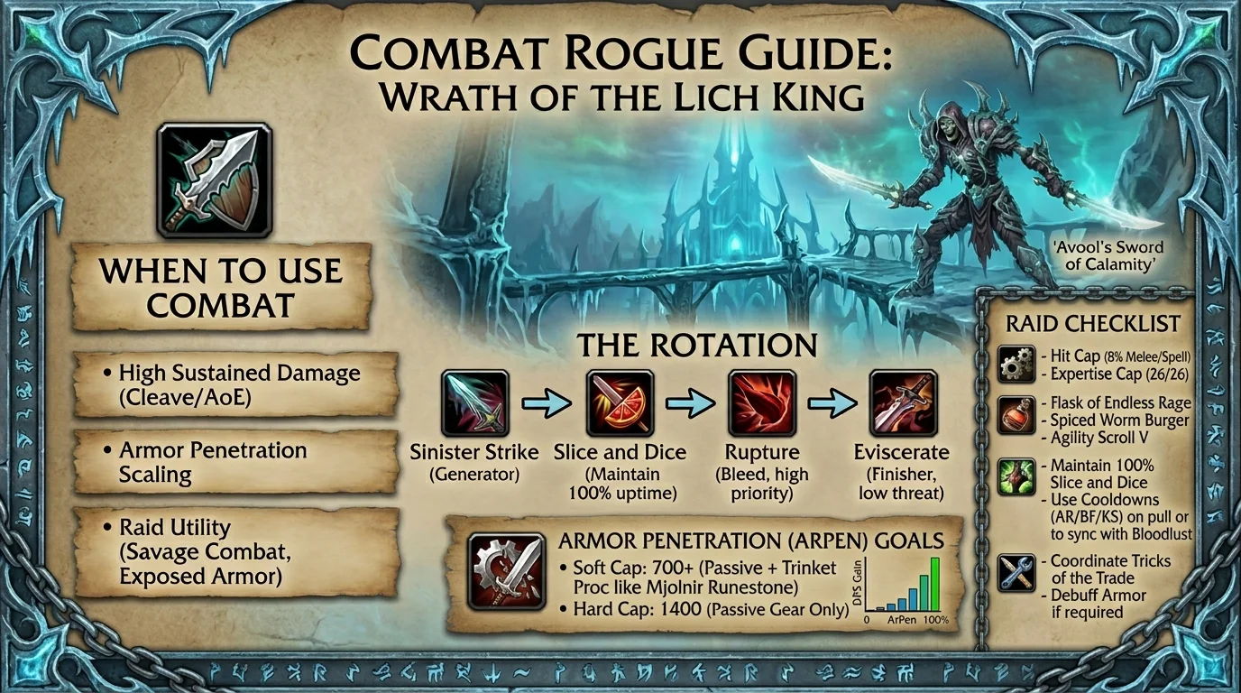 Combat Rogue in WotLK: when to use, rotation, ArPen and raid checklist
