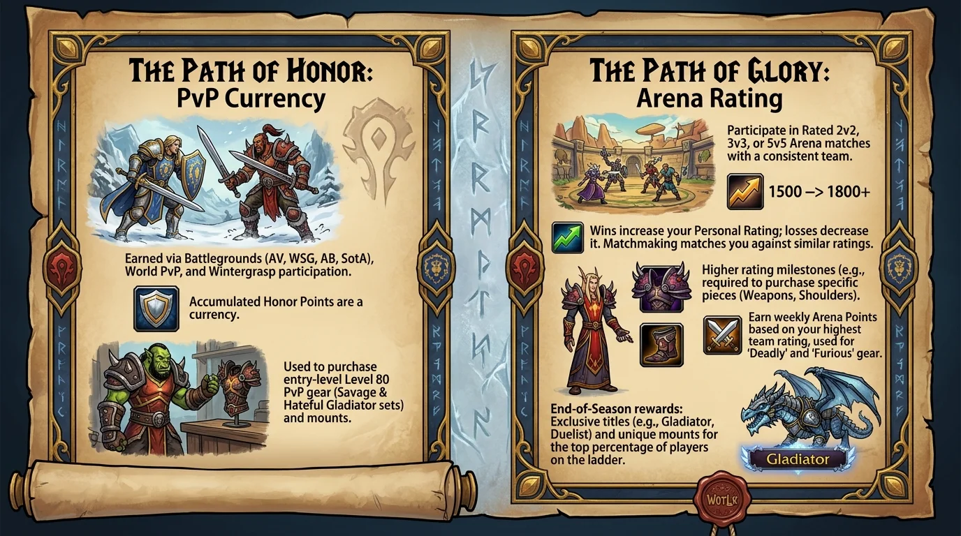 Cómo funciona el sistema de honor y rating de arena en WotLK