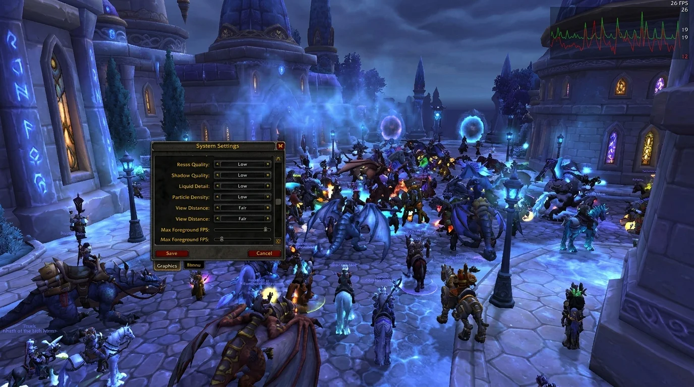 Low FPS in Dalaran in WotLK: what to adjust first
