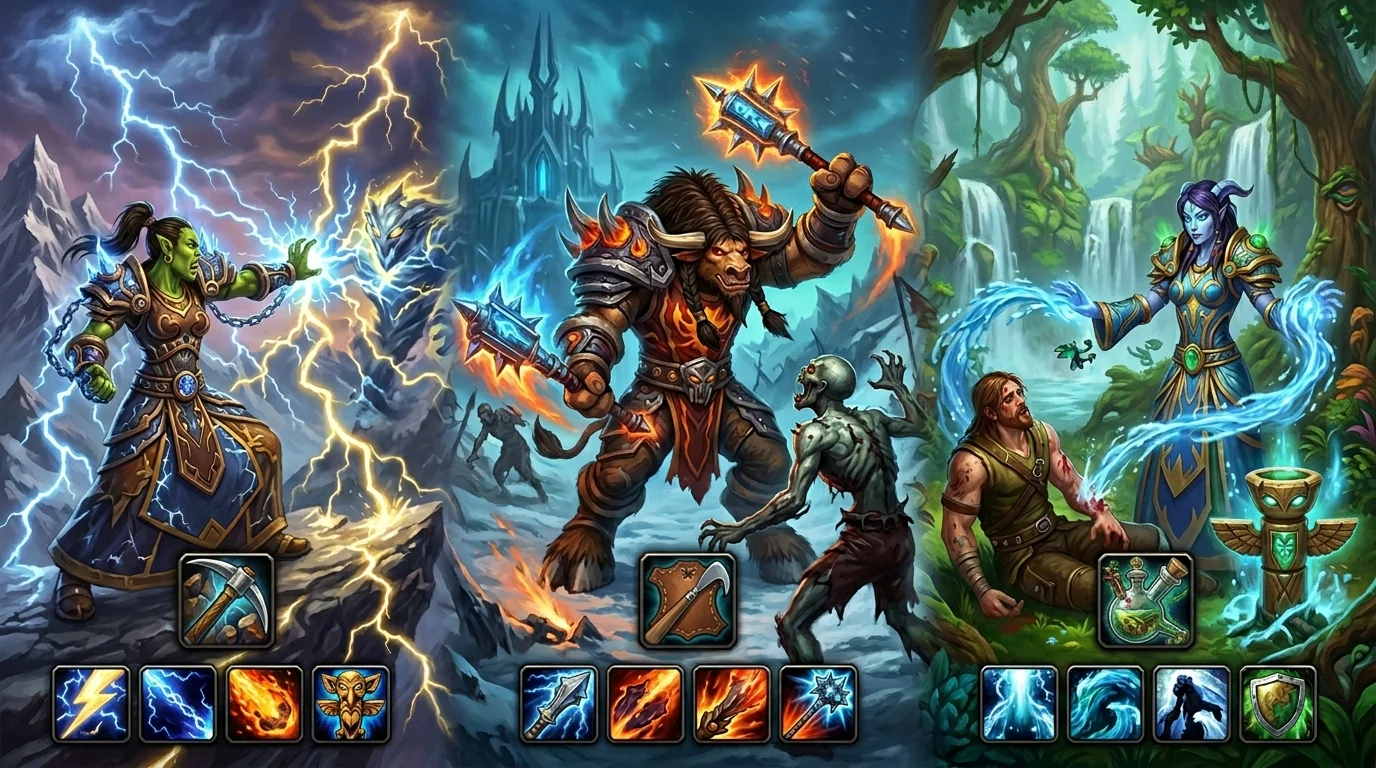 Las mejores profesiones para Elemental, Enhance y Resto Shaman